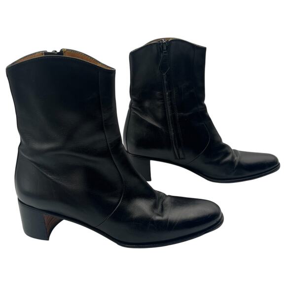 Hermes Vintage Side Zip Block Heel Leather Ankle Boots Black Size 36 / 6 - Picture 5 of 10
